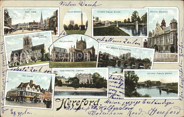 Hereford High Town Nelson Monument Bridge Municipal Buildings Cathedral Hospital