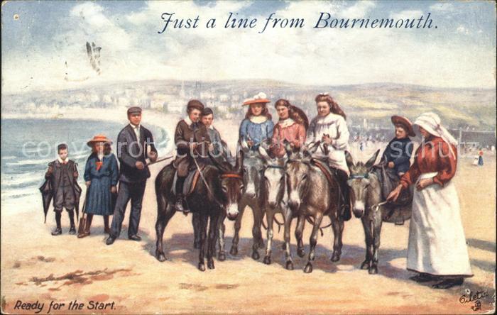 Bournemouth Ready for the Start Beach Eselreiten Tucks Oilette No. 9466 Kuenstle