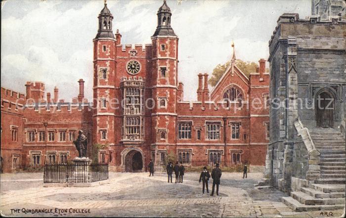 Eton The Quadrangle College Watercolour Drawing by Quinton Kuenstlerkarte
