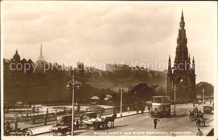 Strassenbahn Mound Castle Scott Monument Edinburgh P