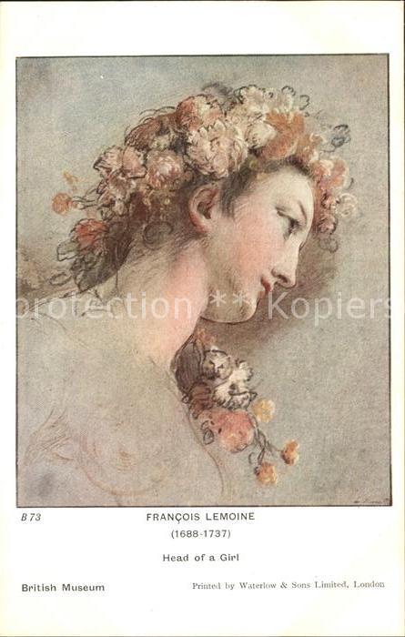 Kuenstlerkarte Francois Lemoine Head of a Girl British