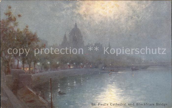 London Kuenstlerkarte St. Paul's Cathedral Blackfriars Bridge C.W. Faulkner