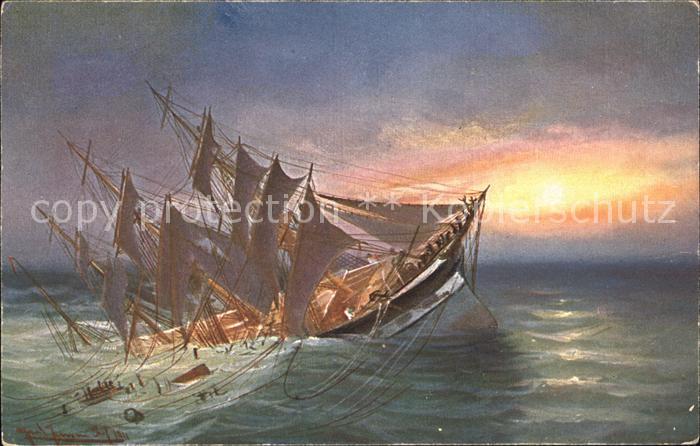 Segelschiffe Gekentert Künstlerkarte