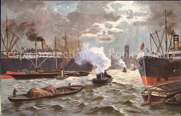 Dampfer Oceanliner Boote Künstlerkarte