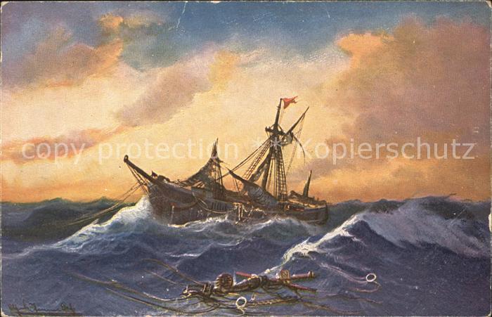 Segelschiffe Verlassen Künstlerkarte