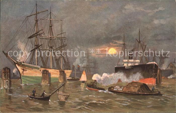 Segelschiffe Dampfer Künstlerkarte