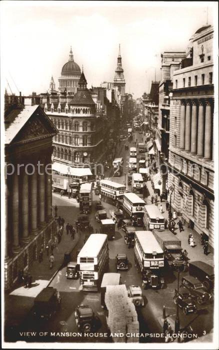 Autobus Omnibus Mansion House Cheapside London Autoverkehr