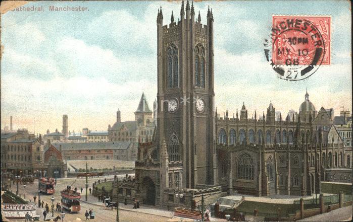 Manchester Cathedral Stempel auf AK