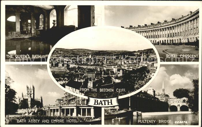Bath UK The Queen's Bath Royal Crescent Abbey Empire Hotel Pulteney Bridge Valen