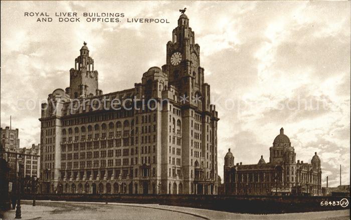 Liverpool Royal Liver Buildings Dock Offices Valentine's Carbotone Series