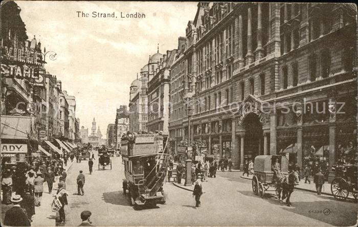 London The Strand Doppeldeckerbus Pferdekutsche