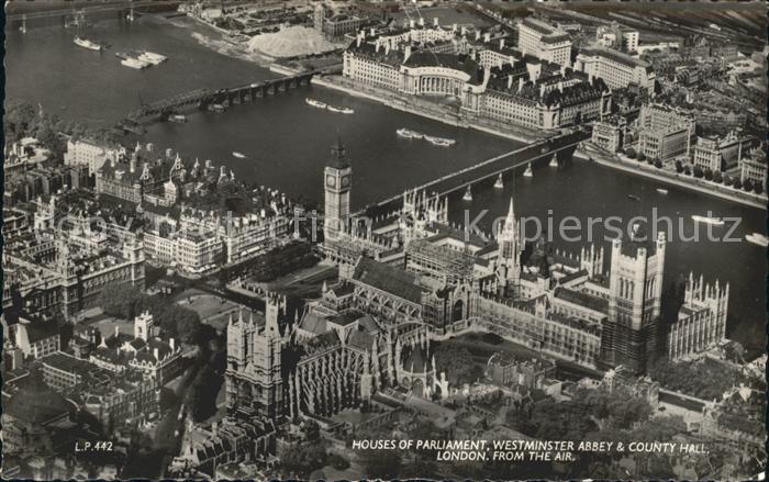 London Houses of Parliament Westminster Abbey County Hall aerial view