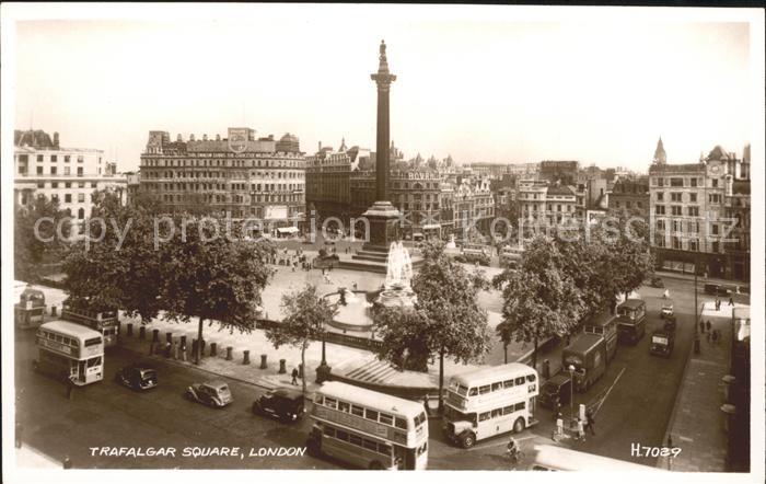 London Trafalgar Square Fountain Nelsons Column Valentine's Post Card Doppeldeck