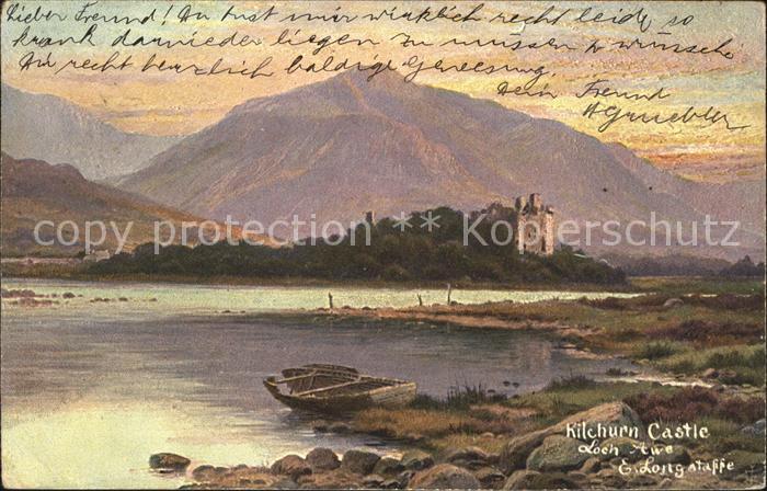 Loch Awe Kilchurn Castle Landscape Painting by E. Longstaffe Kuenstlerkarte