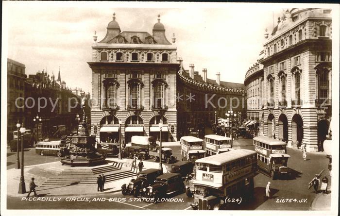 London Piccadilly Circus and Eros Statue Monument Valentine's Post Card