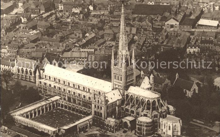 Norwich UK Cathedral aerial view