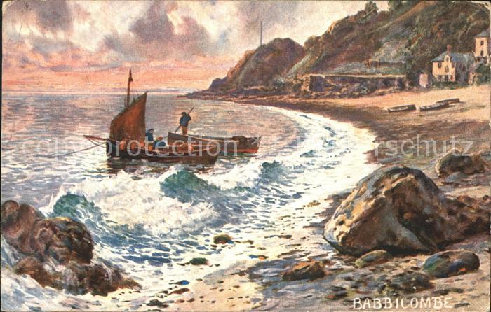 Babbacombe Beach Fishing Boat Painting Kuenstlerkarte