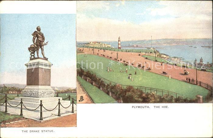 Plymouth  UK South West Drake Statue Monument The Hoe Tuck Oilette