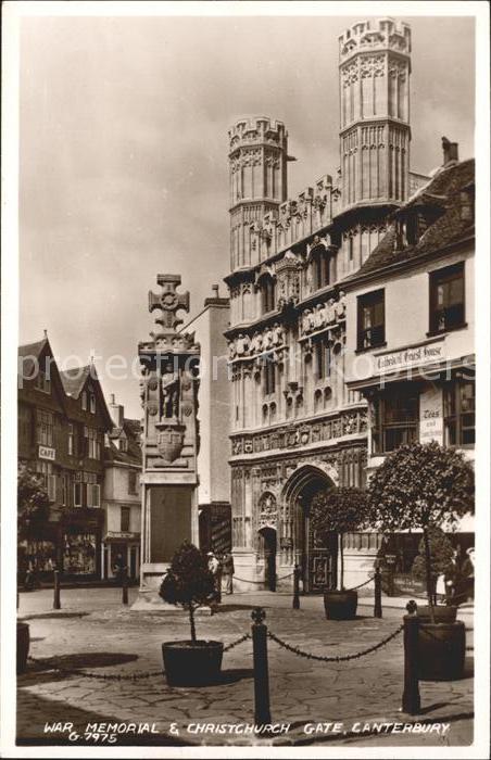 Canterbury Kent War Memorial and Christchurch Gate Valentine's Post Card