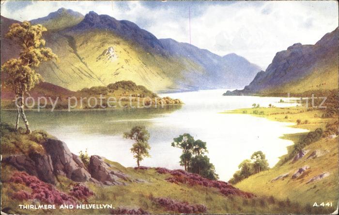 Grasmere United Kingdom Thirlmere Lake and Helvellyn Mountain Art Colour Kuenstl