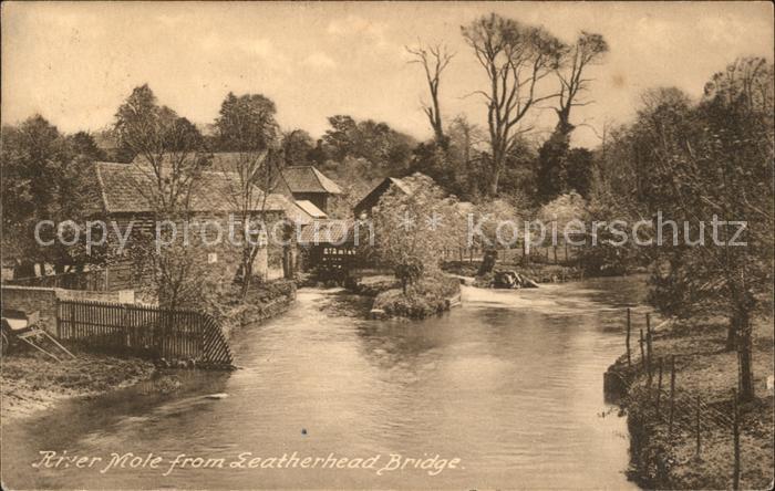 Leatherhead Mole Valley River Mole view from the bridge Frith's Series