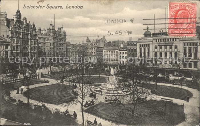 London Leicester Square Monument Valentine's Series Stempel auf AK