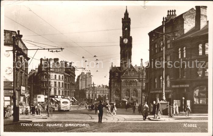 Bradford Town Hall Square Valentine's Post Card