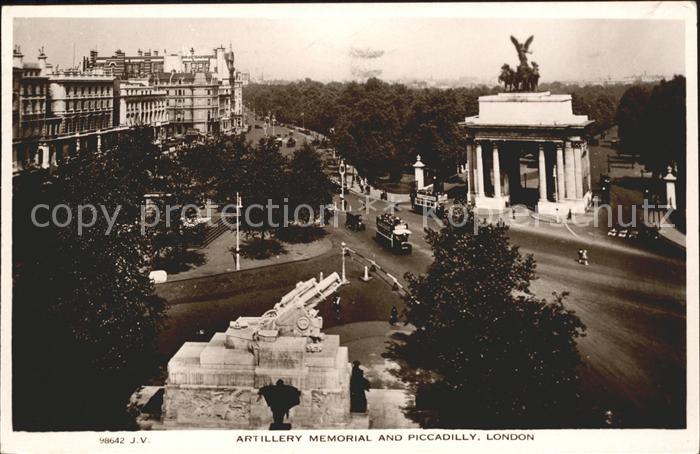 London Artillery Memorial and Piccadilly