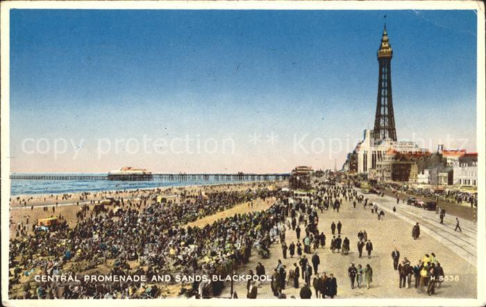 Blackpool Central Promenade and Sands Tower Valentine's Post Card