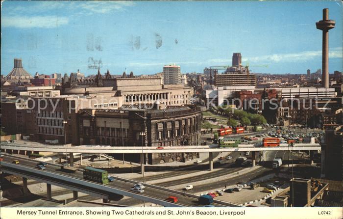 Liverpool Mersey Tunnel Entrance Cathedrals St John's Beacon