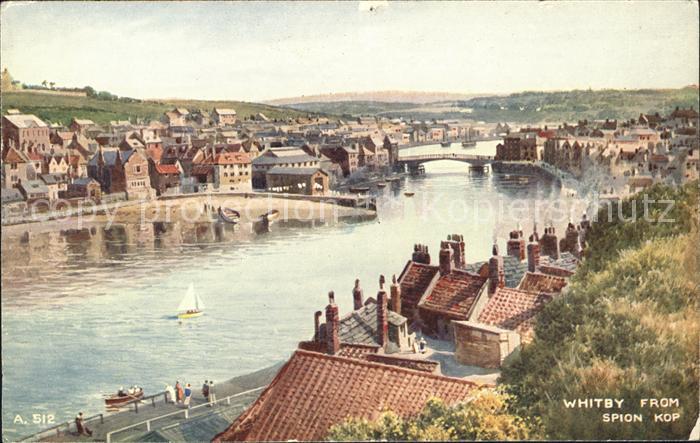Whitby West Cliff View from Spion Kop Valentine's Art Colour Post Card
