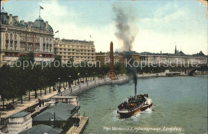 London Victoria Embankment Steamer Cleopatra's Needle Obelisk