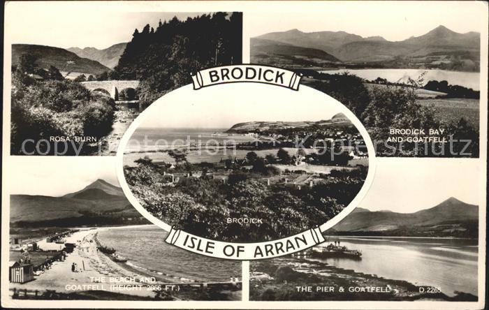 Brodick Rosa Burn Bay Goatfell Height Beach Pier Valentine's Post Card