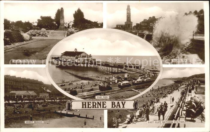 Herne Bay War Memorial Rough Sea Beach Cliff Bathing Station Pier Excel Series