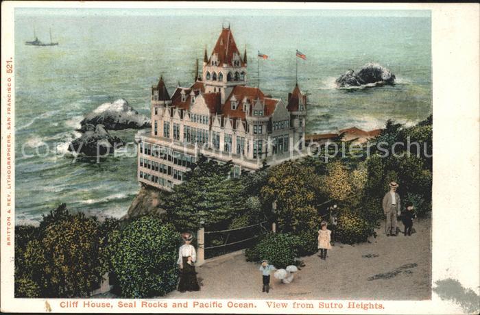 San Francisco California Cliff House Seal Rocks and Pacific Ocean view from Sutr