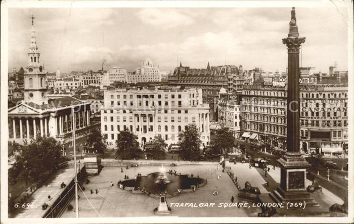 London Trafalgar Square Fountain Nelsons Column Valentine's Post Card