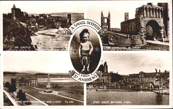 St Andrews Fife Castle Ruins Cathedral Bathing Pool Martyrs Monument Child Valen