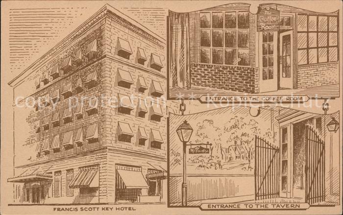 Frederick Maryland Francis Scott Key Hotel Tavern Coffee Room Illustration