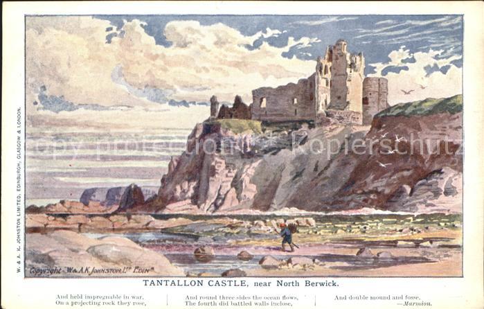 North Berwick East Lothian Tantallon Castle Drawing Kuenstlerkarte