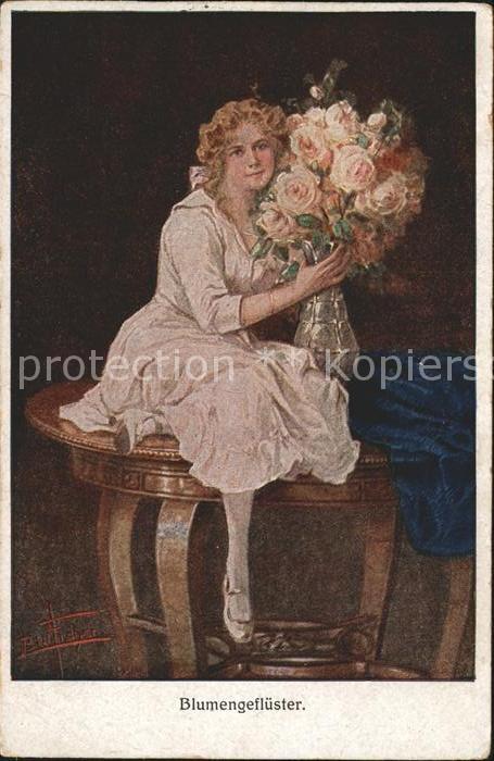 Kuenstlerkarte Bill Fisher Blumengeflüster Nr. 58 Pale