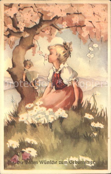 Puppe Doll Poupee Kinderspielzeug Kind Blumen Baum Geburtstag