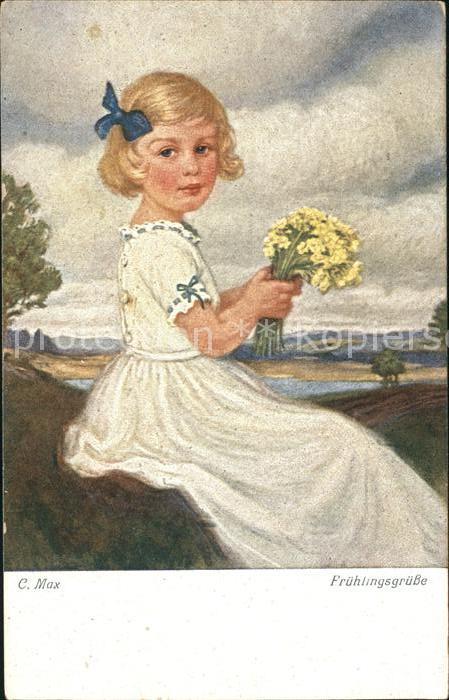 Kinder Child Enfants Mädchen Blumen Frühlingsgrüsse Künstler