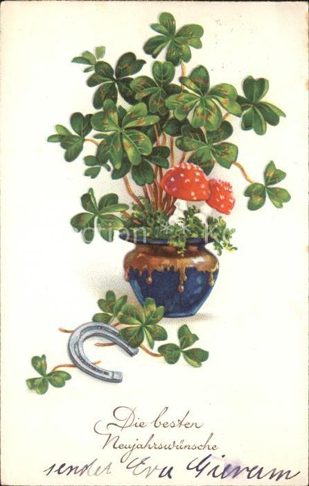 Pilze Hufeisen Kleeblätter Neujahr