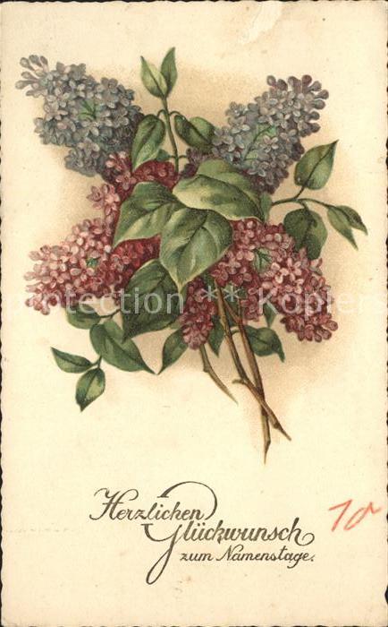 Namenstag Namenskarte Flieder Litho Verlag-Amag-Nr. 2027