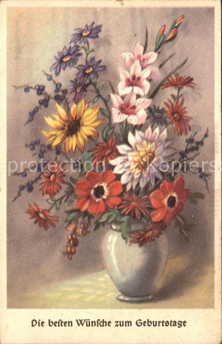 Geburtstag Anemonen Dahlien Margeriten Vase