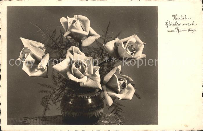 Namenstag Namenskarte Rosen Vase Verlag-Amag-Nr. 66545/3