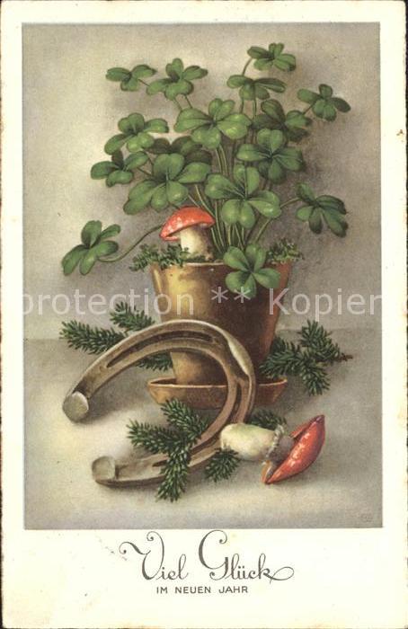 Hufeisen Pilze Kleeblätter Neujahr