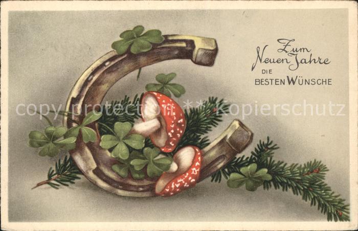 Hufeisen Pilze Kleeblätter Neujahr