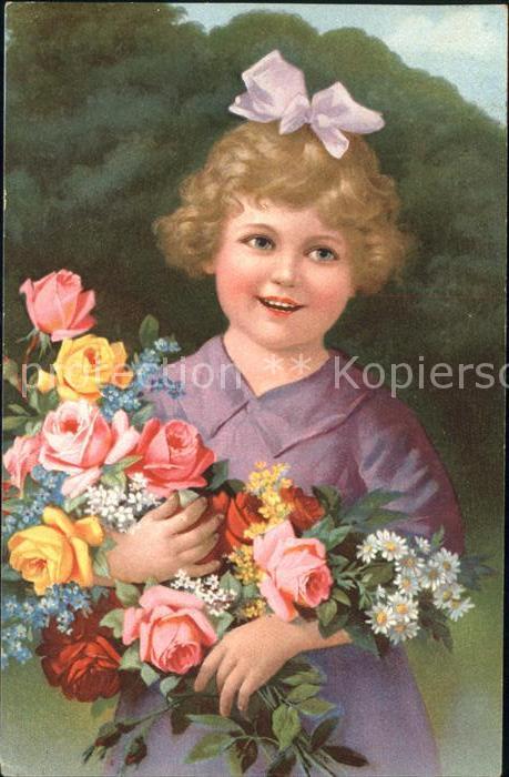 Kinder Child Enfants Mädchen Rosen Gänseblümchen Vergissmein
