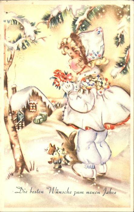 Kinder Child Enfants Maedchen Wintermode Blumen Hase Voegel Neujahr